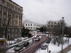 Sejm RP buildings viewed from the footbridge over Górnośląska street