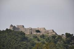 Panoramic view of Castello Arechi II perched on a hill