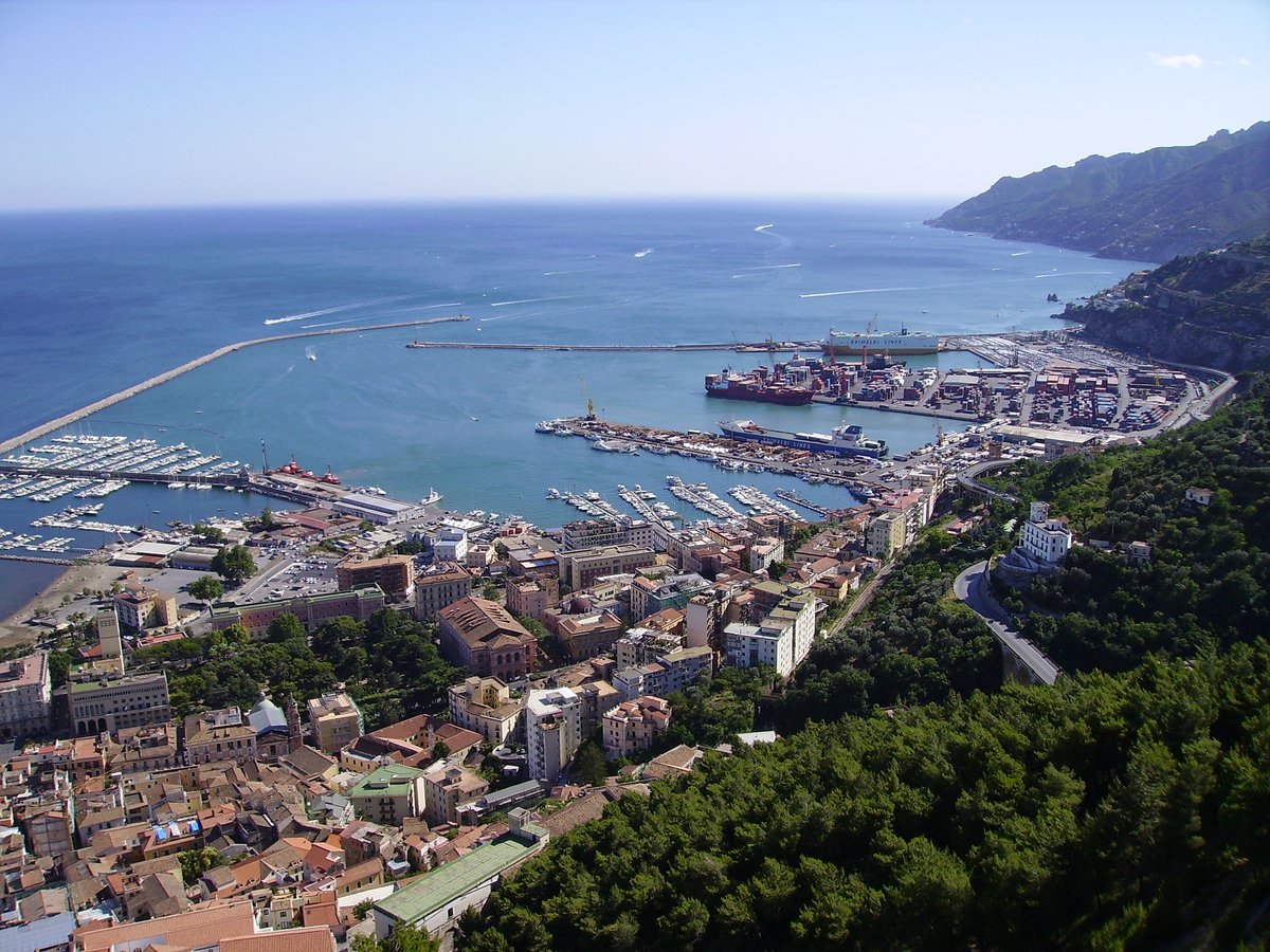 Panoramic view of the ports of Salerno from the Castle of Arechi