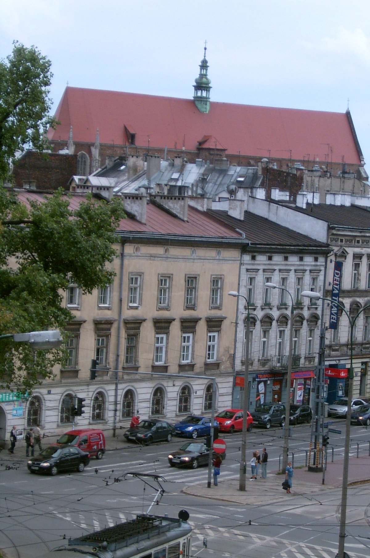 Historic Stradom district in Kraków, Poland with old buildings and cobblestone street