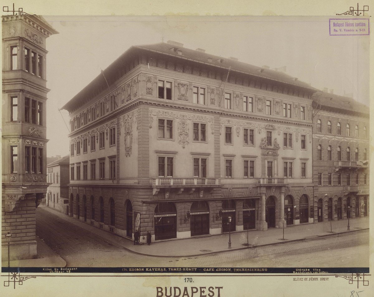 Edison Coffee House in Budapest Teréz Boulevard, historical photo after 1890