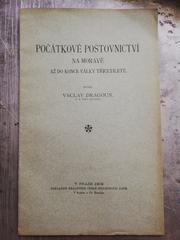 Title page of Václav Dragoun's 1909 publication on early postal service in Moravia