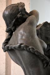 Palazzo Moriggia in Milano Lombardia detail of the Monumento alle Cinque Giornate featuring the female figure La prima Giornata by Giuseppe Grandi