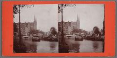 Historic view of Singel 446-472 with R.K. Church De Krijtberg near Koningsplein bridge