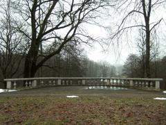 Balustrade of the observation deck in Trakų Vokės Manor Park