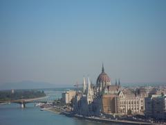 View of Budapest cityscape with the Danube River and historic buildings in September 2013