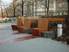 Plac Grzybowski park benches in autumn 2010 after reconstruction