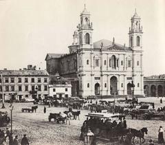 Historic view of Grzybowski Square in Warsaw in the 19th century