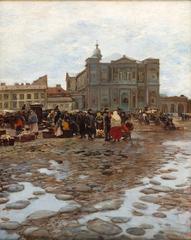View of Plac Grzybowski in Warsaw by Stanisław Masłowski