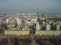 Easter celebration in Warsaw with people and decorated Easter eggs