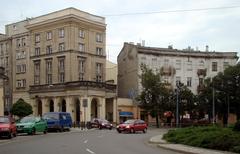 Zbawiciela Square with modern square and buildings in Warsaw