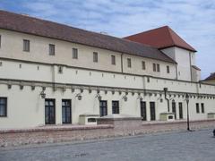 Burg Spielberg castle near Brno with stone walls and towers under blue sky