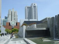 Yerba Buena Gardens with modern skyscrapers in San Francisco