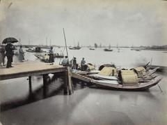 Jetty at Shanghai with Sampans