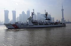 USCGC Rush Coast Guard Cutter departing Shanghai after visit
