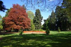 Archery Lawn in Christchurch Botanic Gardens with archery targets and green grass in Christchurch, New Zealand