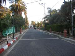 Historic Founders' Street in Kfar Tavor, Israel, featuring the southern end with a synagogue built in 1936