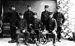 Graduation and farewell commemorative photo at the Imperial Fisheries Institute with Shokichi Yamamoto at the far right in the back row