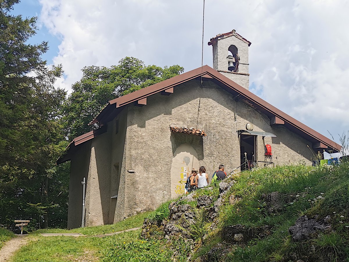Backside view of Chiesa della Beata Vergine della Neve church at Piani d'Erna, Lecco