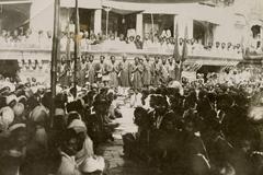 The 12th Shahidi Jatha 'Band of Martyrs' seeking blessings at Akal Takht during the Jaito Morcha agitation in 1924