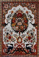 Fresco of floral motifs and building structure on the walls of Akal Takht complex before 1984 destruction