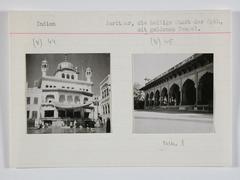 Dome building with towers and a colonnade hall in British India, Amritsar/Delhi