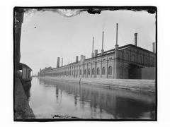 Historic image of Nylands mekaniske verksted shipyard factory by Akerselva river in Bjørvika, Oslo