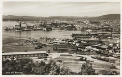 Panoramic view of Oslo city including Bjørvika and Sjursøya areas from Ekeberg