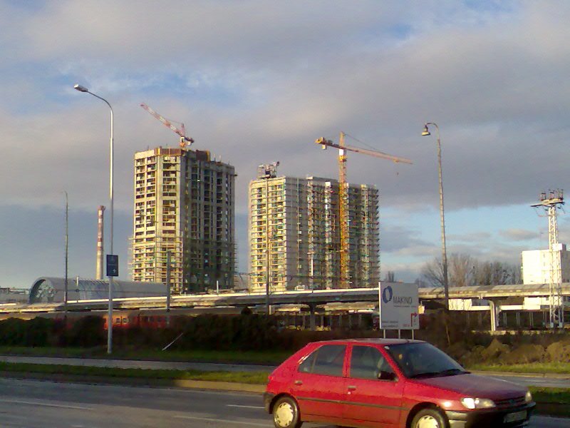 Bratislava city construction site with modern buildings