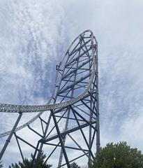 Top Thrill 2 roller coaster at Cedar Point amusement park in August 2024
