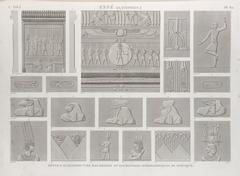 Detailed architecture, bas-reliefs, and hieroglyphic inscriptions of the portico at Esné (Isnâ), ancient Latopolis