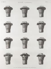 View of twelve capitals of the portico in Esné (Isnâ), also known as Latopolis