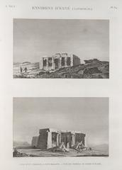 Two views of ancient temples near Esna, Egypt; one temple at Contra-Latopolis and another at north Esna