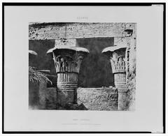 Sand-buried construction at Esneh (Latopolis) showing architrave, shafts and capitals photographed by Félix Teynard