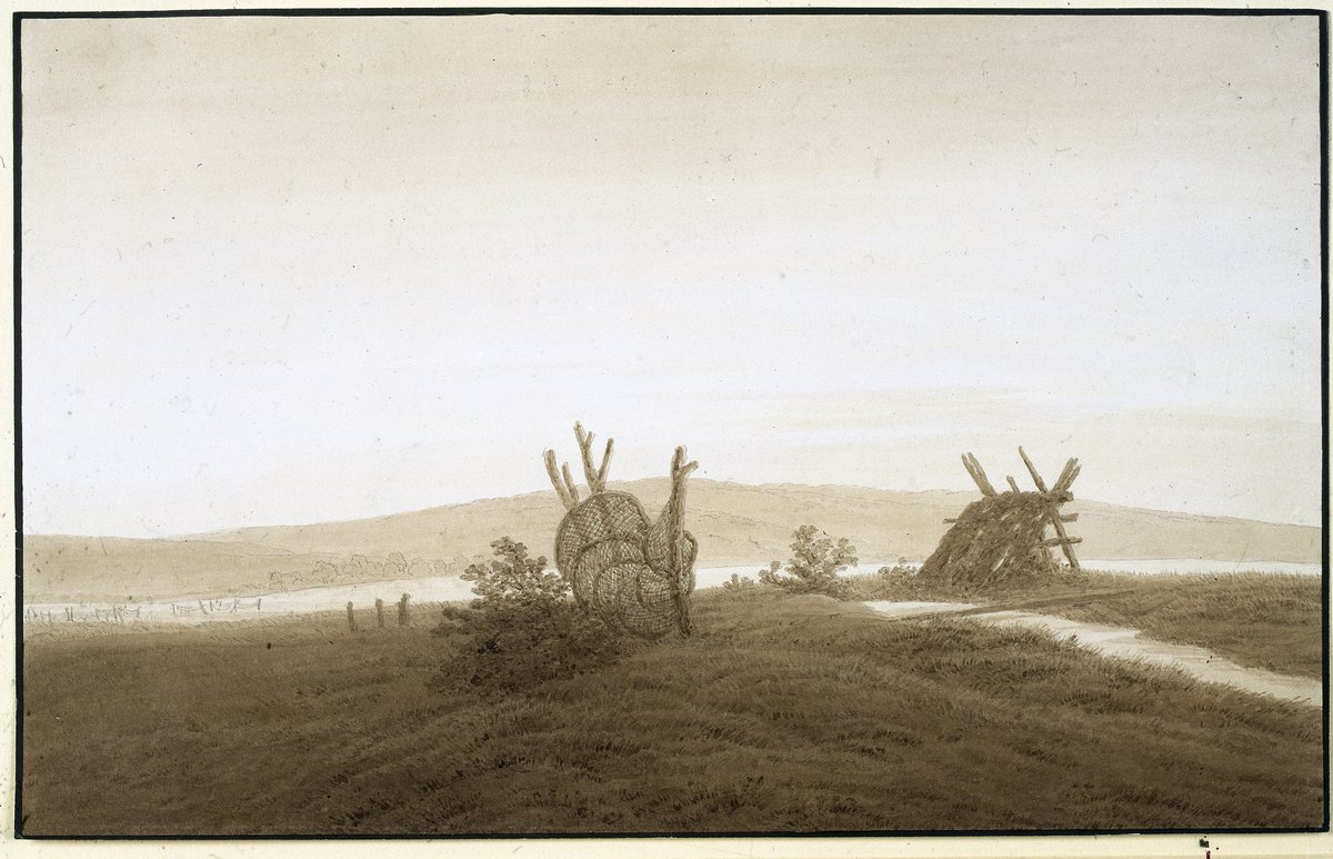 Scenic landscape painting of Tollense Lake by Caspar David Friedrich, circa 1806