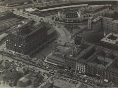 Aerial view of Axeltorv square in Copenhagen, Denmark in 1934