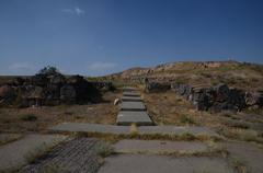South gate of the Urartaean citadel of Teishebaina (Karmir Blur) with Mount Ararat in the background