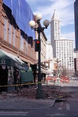 Earthquake damage in Pioneer Square historic district of Seattle during 2001
