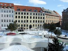 Hauser Plads square in Copenhagen with historic buildings and pedestrian area