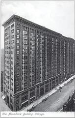 East facade of the Monadnock Building in Chicago historic postcard