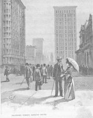 Dearborn Street in Chicago looking south with the Monadnock Building in the center