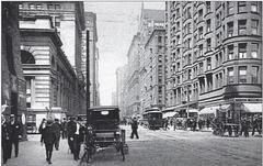 Dearborn Street Chicago view from Monadnock Building with Federal Building left and Great Northern Hotel right