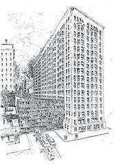 Illustration showing 6,000 people leaving Monadnock building simultaneously in 1896