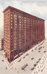 Aerial view of Monadnock Building in Chicago in 1910, largest office building in the city