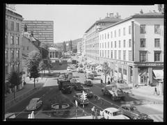 Historic black and white photo of Majorstuen neighborhood in Oslo, Norway