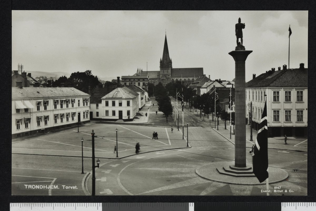 Historic view of Torvet square in Midtbyen, Trondheim, Sør Trøndelag