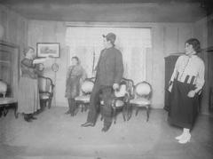 1921 stage photo from Det norske teatret showing actors performing Halvor Floden's play Staalboraren in Oslo