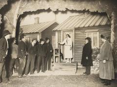 1921 black and white stage photo of Halvor Floden's play Staalboraren at Det norske teatret in Oslo