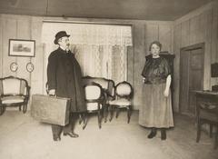 1921 stage photo from Det norske teatret in Oslo showing actors performing Halvor Floden's play 'Staalboraren'