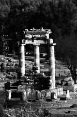 Ancient Oracle of Delphi statue with intricate carved details